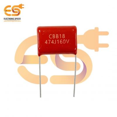 0.47μF 474J 160V CBB18 Polypropylene Film Capacitor Pack of 5pcs
